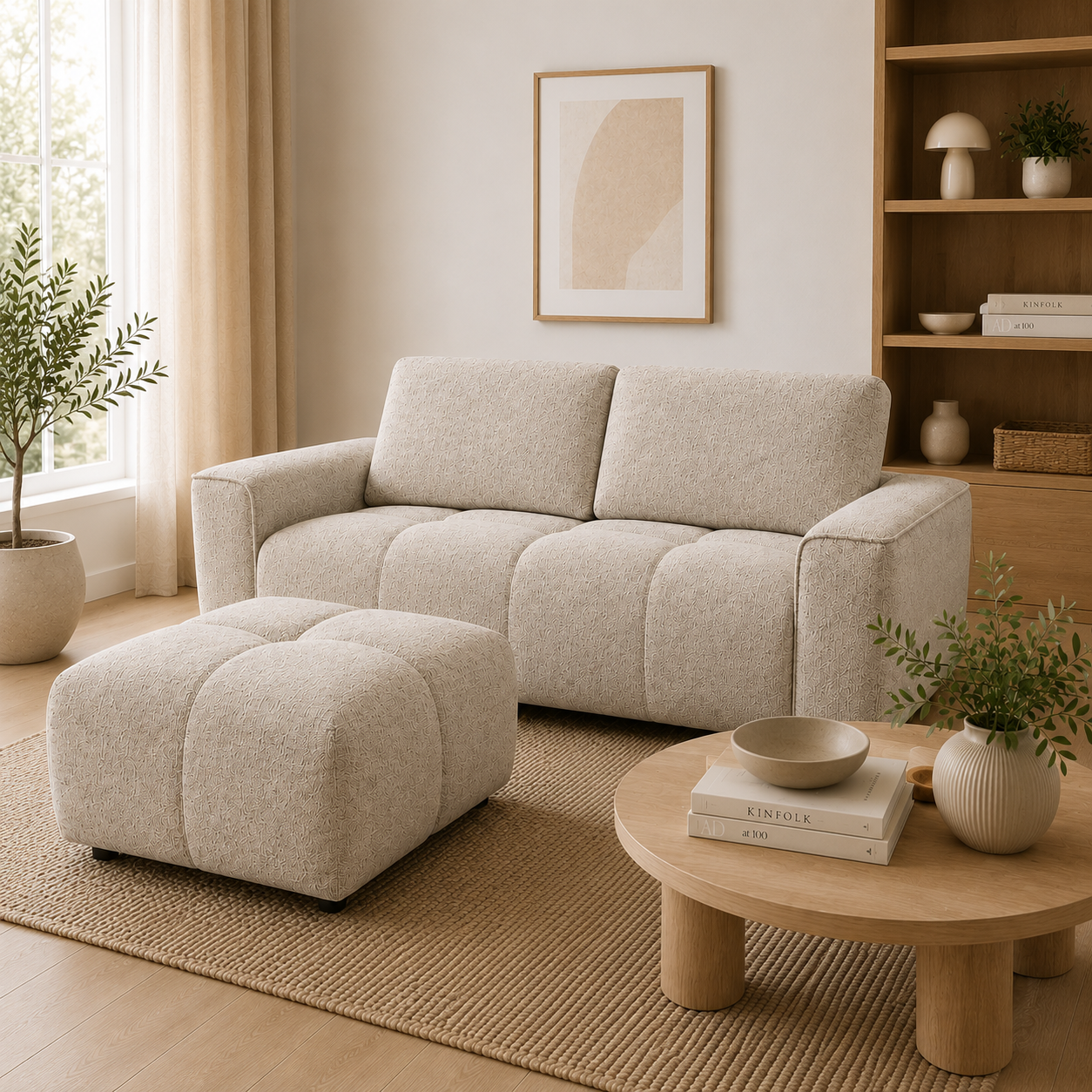 Maui 220 cm Sofa Inkl. Puff - Beige