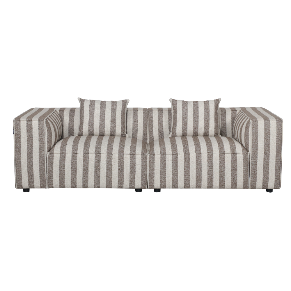 Carlton 2-seters Sofa m. Puff - 240 cm - Brune Striper