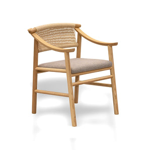 Zelo Spisestol – Natur ask m. grå stoff sete