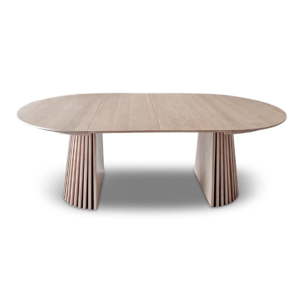 Måne Lamel Spisebord m. tilleggsplater - Lys natur Ø140-185-230 cm
