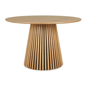 Spisebordsett - Måne Lamel Spisebord Natur + Nilo Brun Stoff (4 stk)