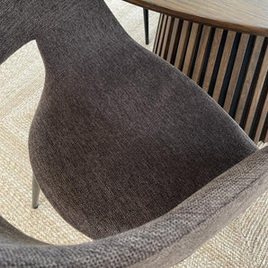 Spisebordsett - Måne Lamel Spisebord Smoked + Nilo Brun Stoff (4 stk)