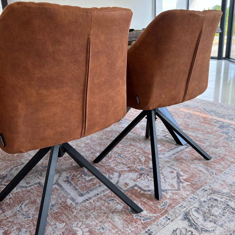 Spisebordsett - Venus Smoked Eik 200 cm + Pau Cognac Mikrofiber