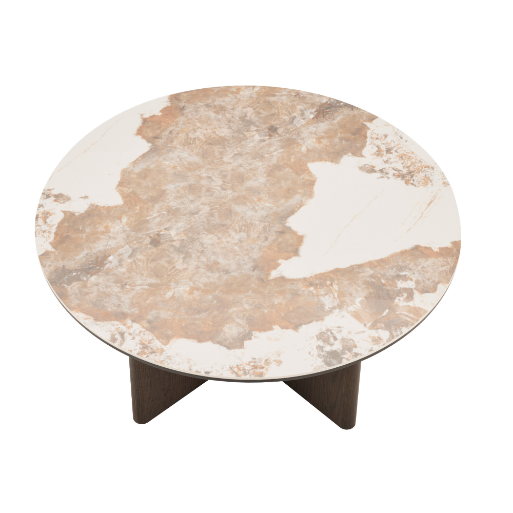 Rio Keramikk Sofabord -  Ø80 cm - Smoked Eik