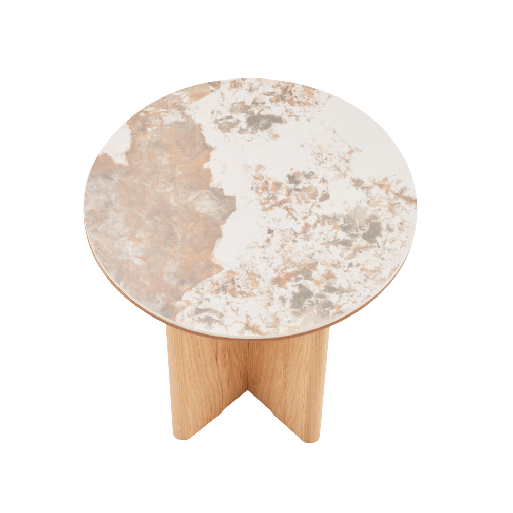 Rio Keramikk Sidebord - Ø50 cm - Natur Eik