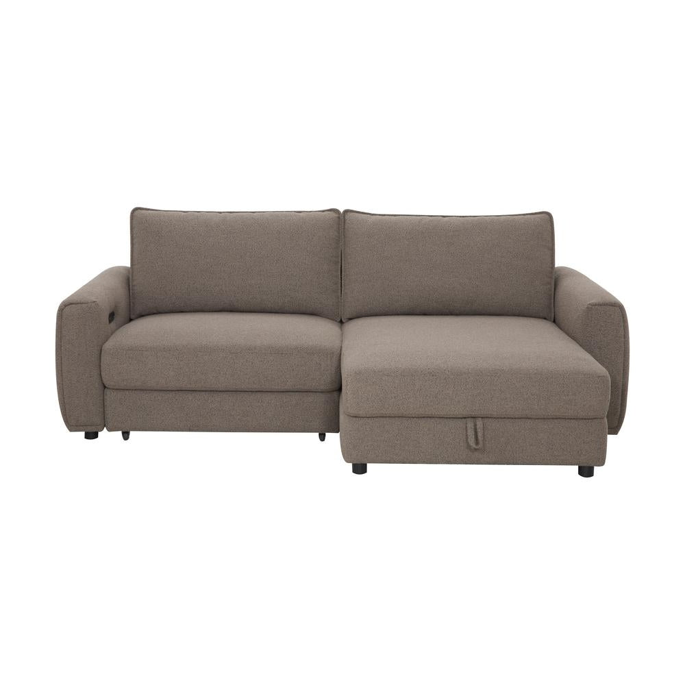 Naya Sofa med elektronisk modul - høyrevendt - brun bouclé