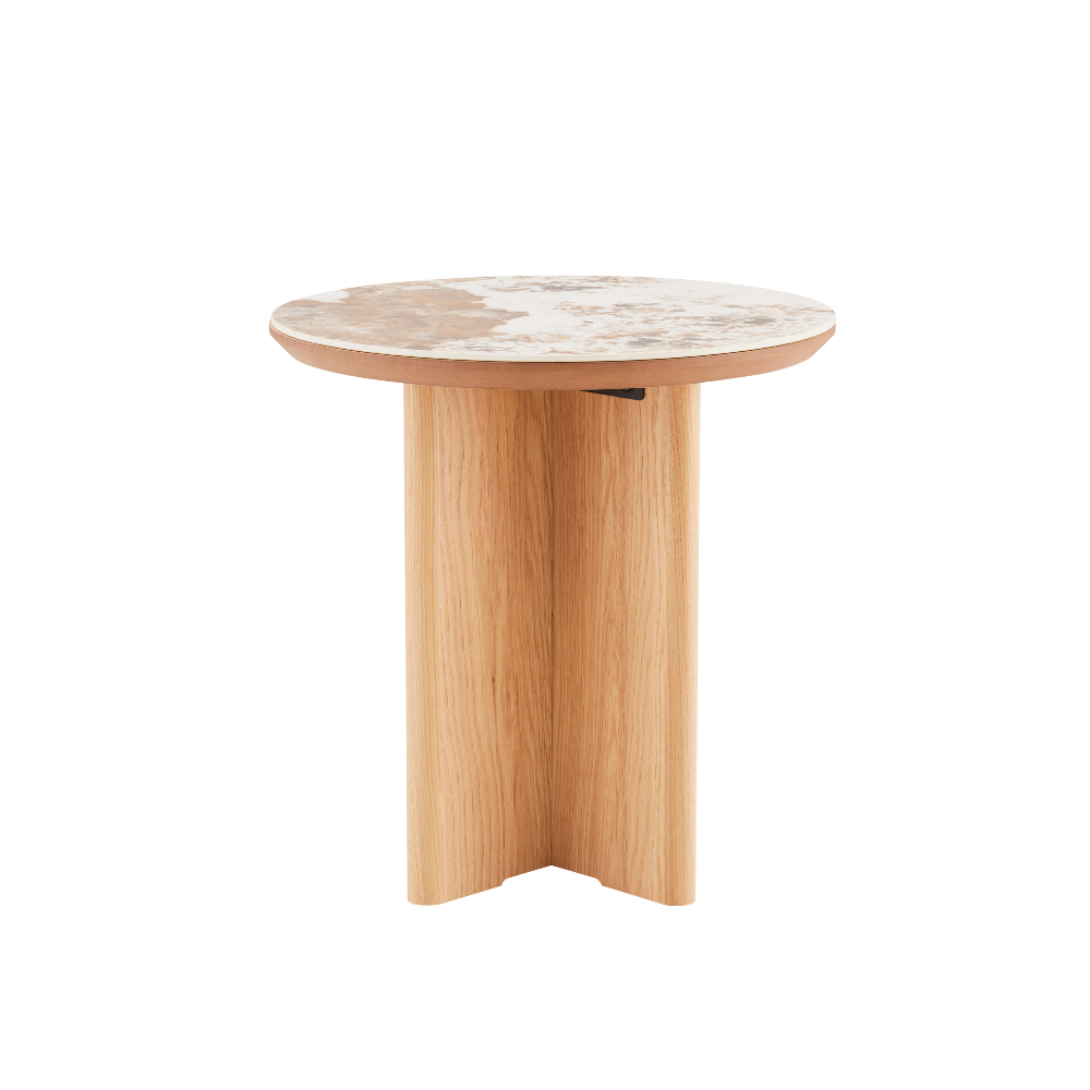 Rio Keramikk Sidebord - Ø50 cm - Natur Eik