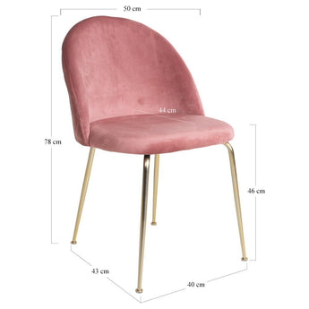 Geneve Spisebordsstol - Rosa velour - Hofstra & Wagner