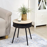 Tine Sidebord - Sort Rattan Ø40 cm - Hofstra & Wagner