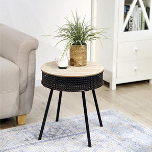 Tine Sidebord - Sort Rattan Ø40 cm - Hofstra & Wagner