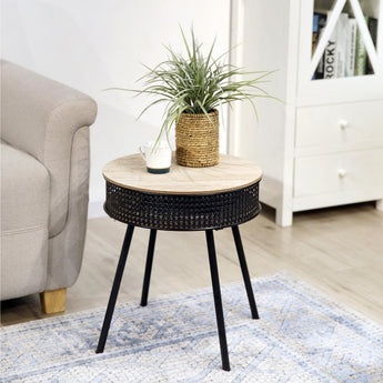 Tine Sidebord - Sort Rattan Ø40 cm - Hofstra & Wagner
